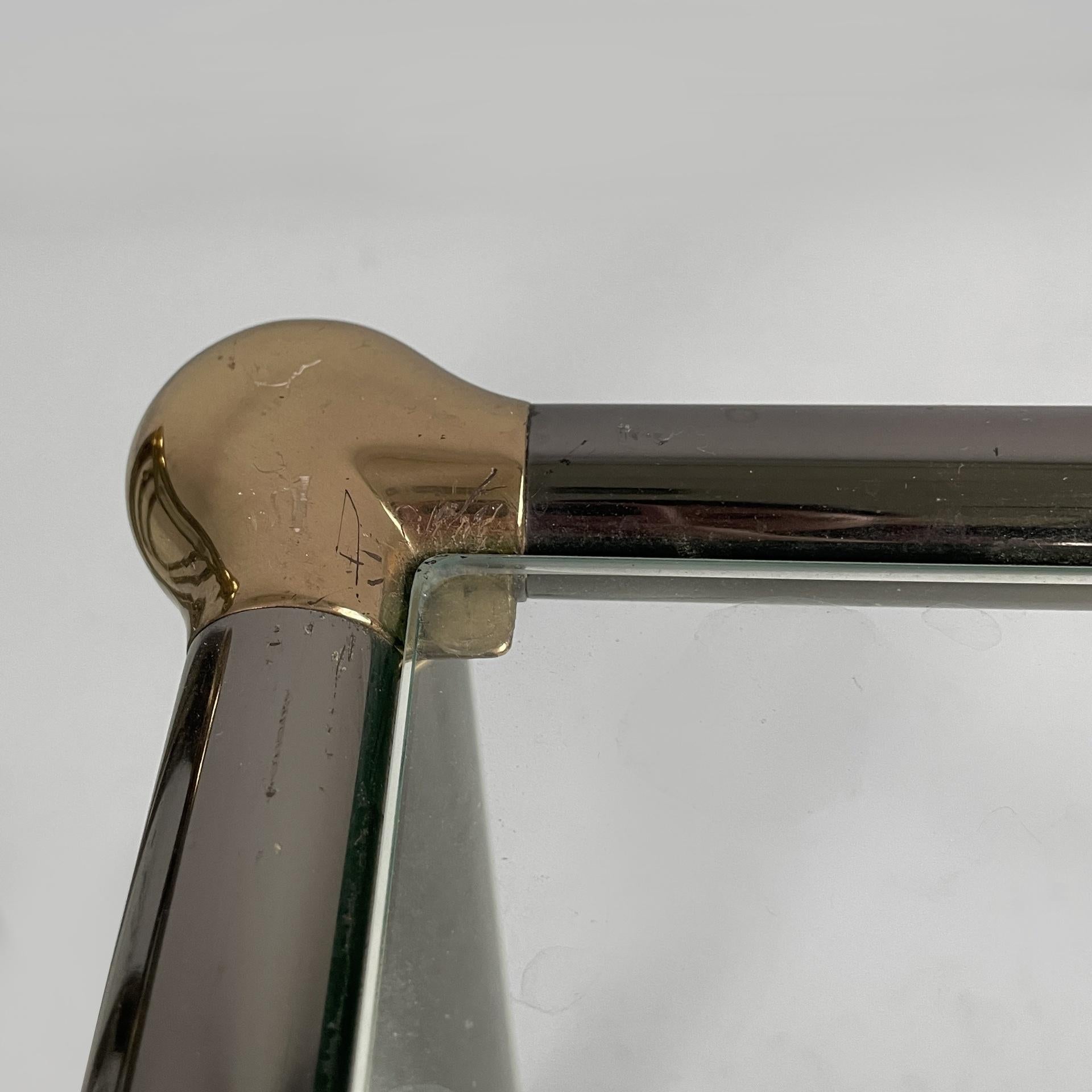 Italian modern set of coffe tables in metal and glass, 1980s For Sale 5