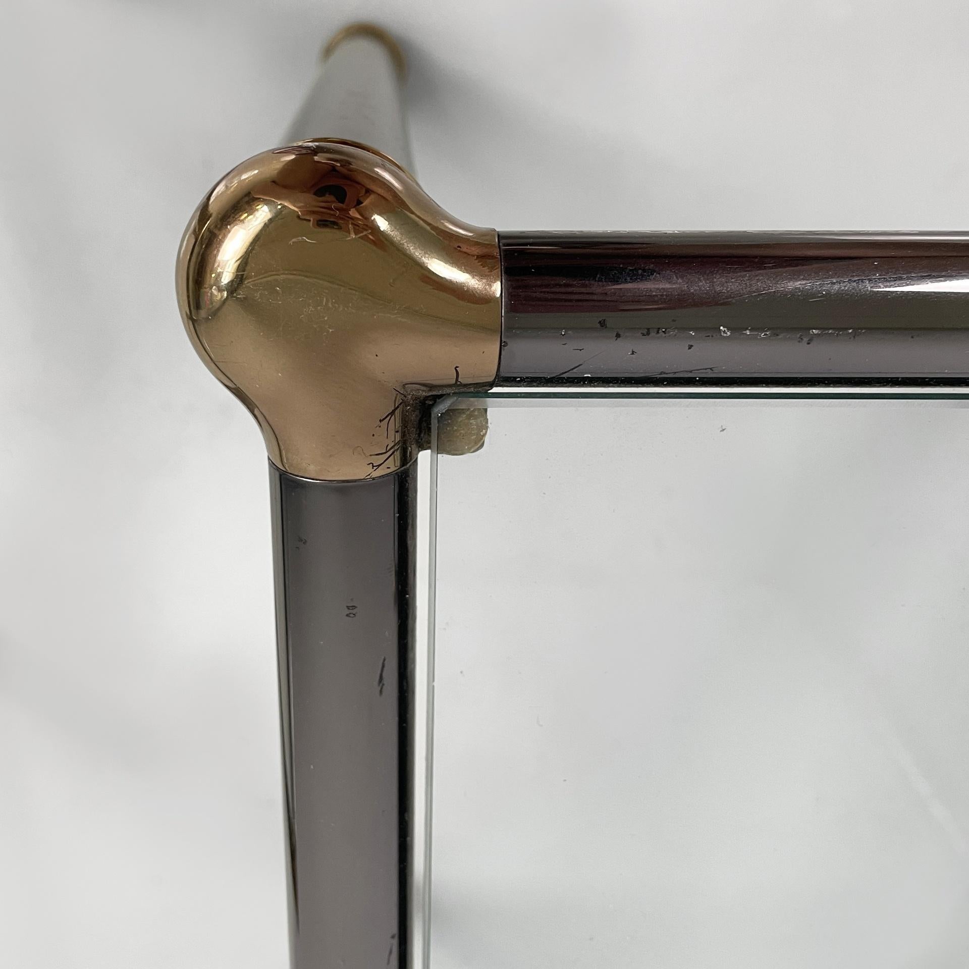 Italian modern set of coffe tables in metal and glass, 1980s For Sale 6
