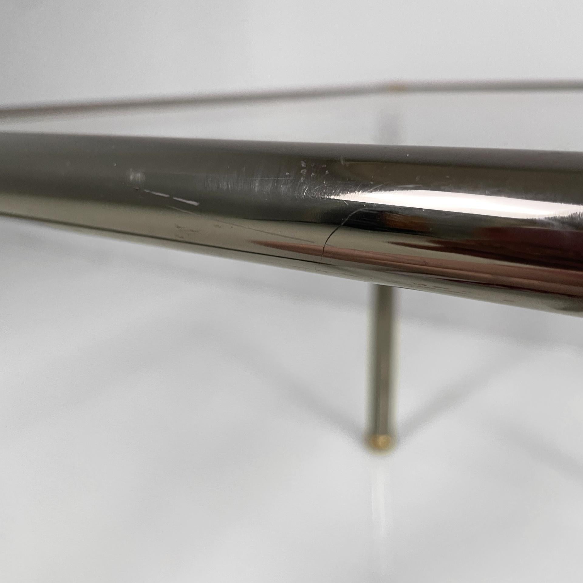 Italian modern set of coffe tables in metal and glass, 1980s For Sale 7