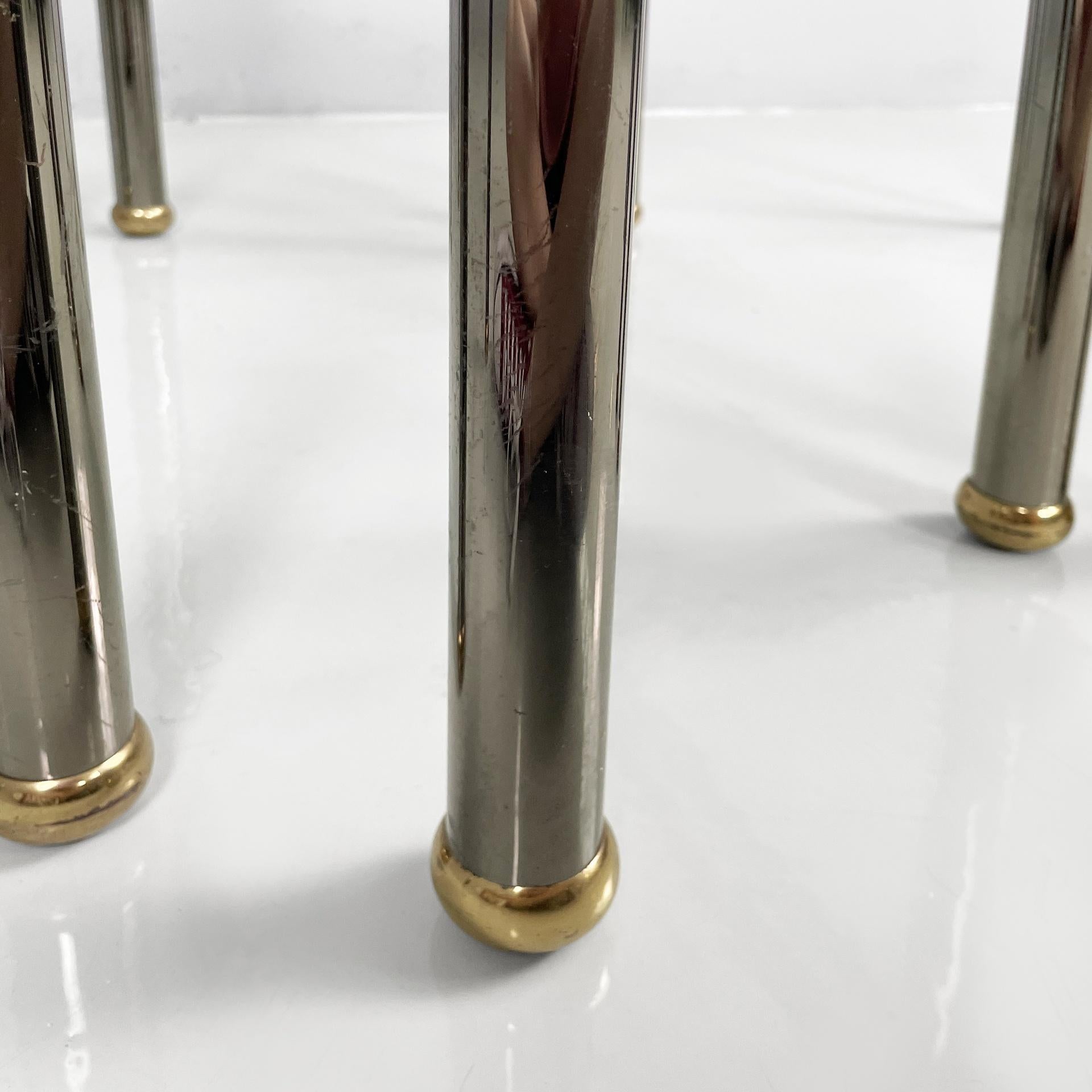 Italian modern set of coffe tables in metal and glass, 1980s For Sale 8