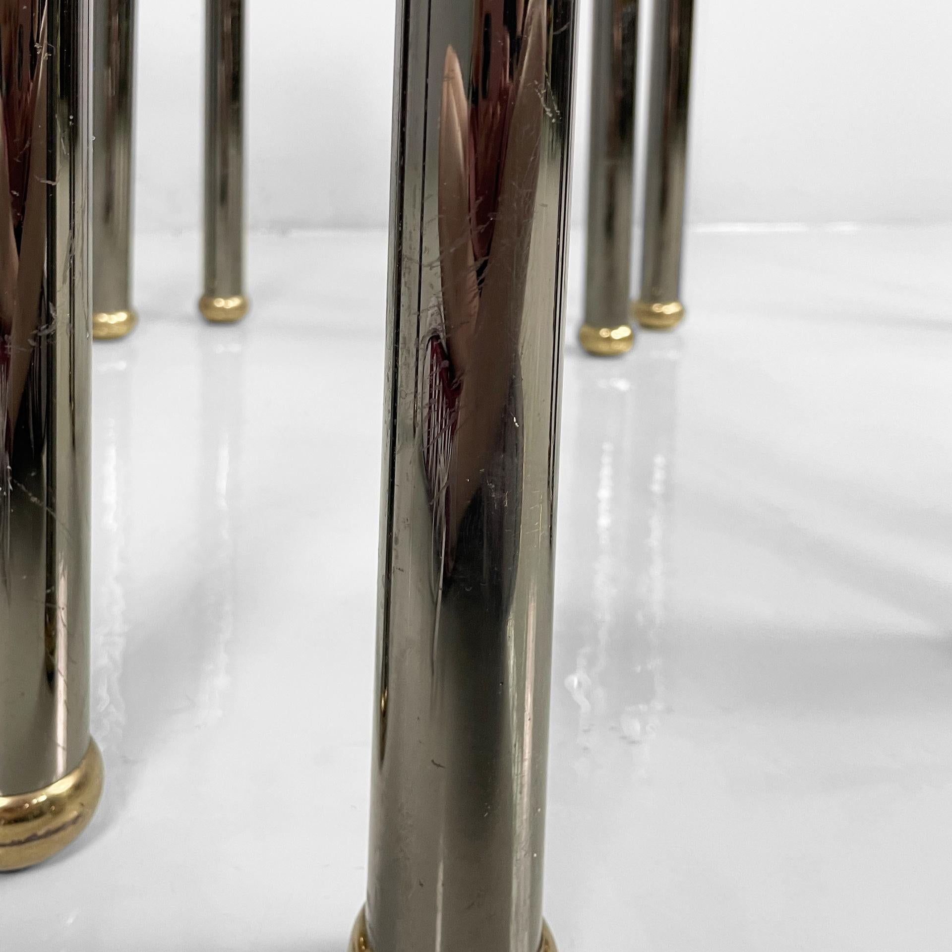 Italian modern set of coffe tables in metal and glass, 1980s For Sale 10