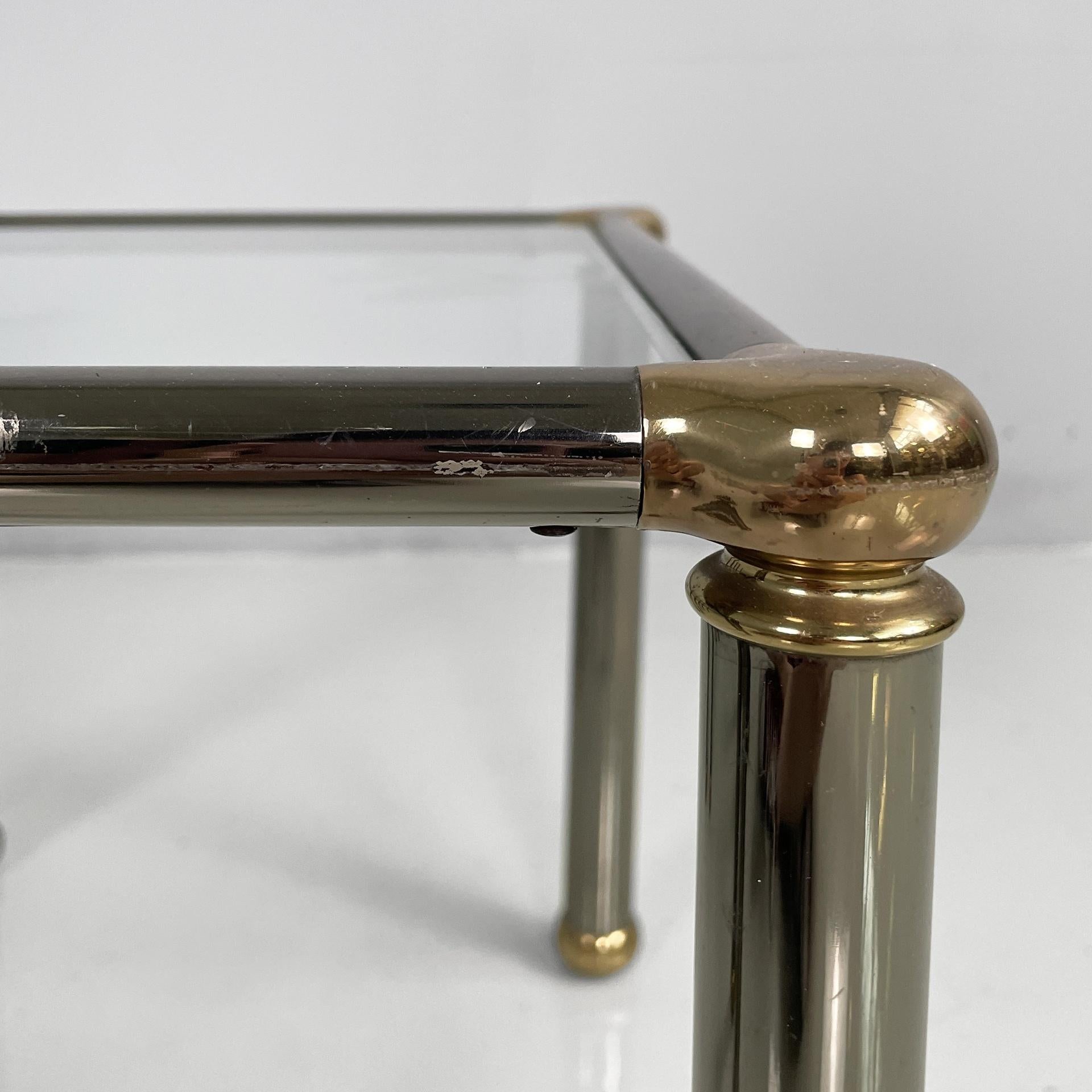 Italian modern set of coffe tables in metal and glass, 1980s For Sale 2