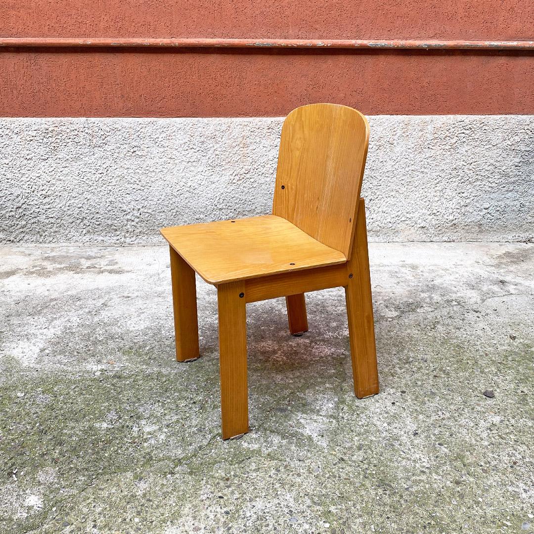 Italian Modern Set of Four Solid Wood Chairs, 1980s In Good Condition In MIlano, IT