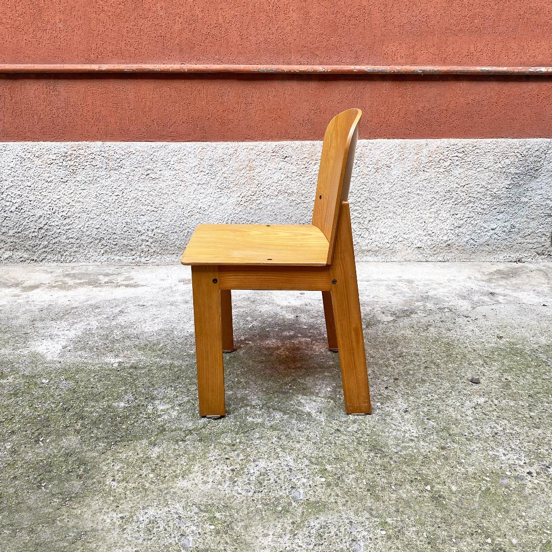 Italian Modern Set of Four Solid Wood Chairs, 1980s 1