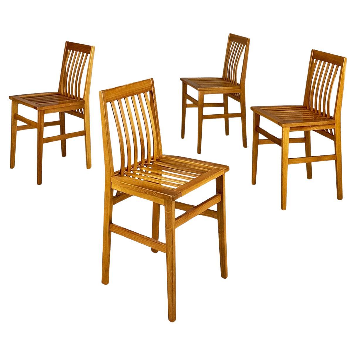 Italian modern set of four wooden Milano chairs by Aldo Rossi for Molteni, 1987