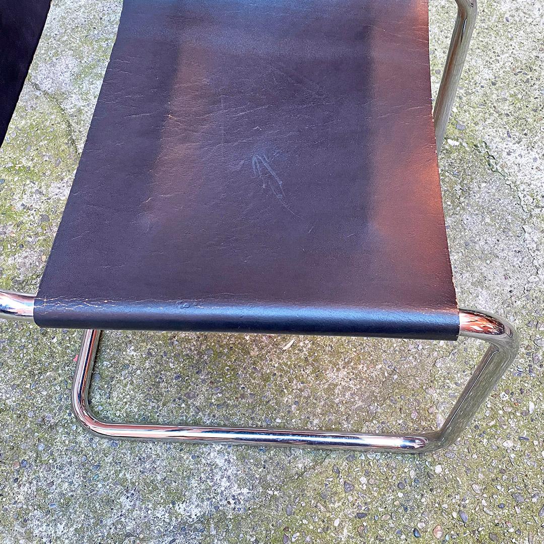 Italian Modern Set of Steel and Leather Chairs like Cantilever S33, Gavina 1970s 5