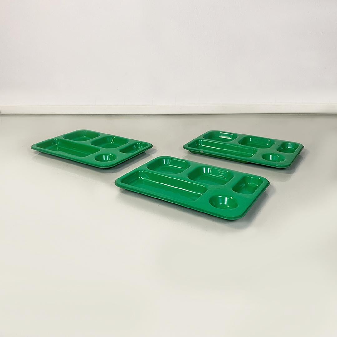Space Age Italian Modern Set of Three Green Plastic Breakfast or Canteen Trays, 1970s