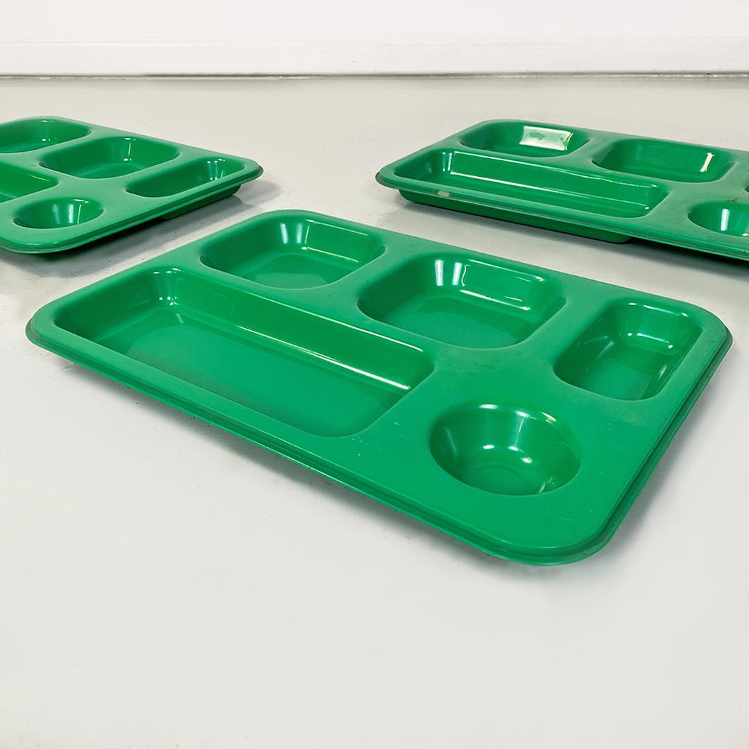 Late 20th Century Italian Modern Set of Three Green Plastic Breakfast or Canteen Trays, 1970s