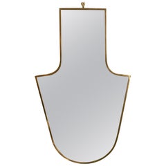 Italian Modern Shaped Brass Framed Mirror