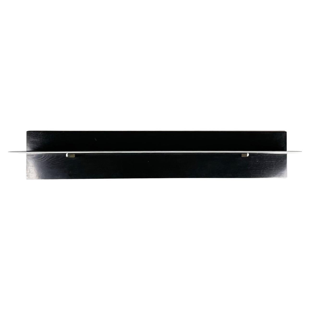 Italian modern Shelf in black wood and steel, 1980s For Sale