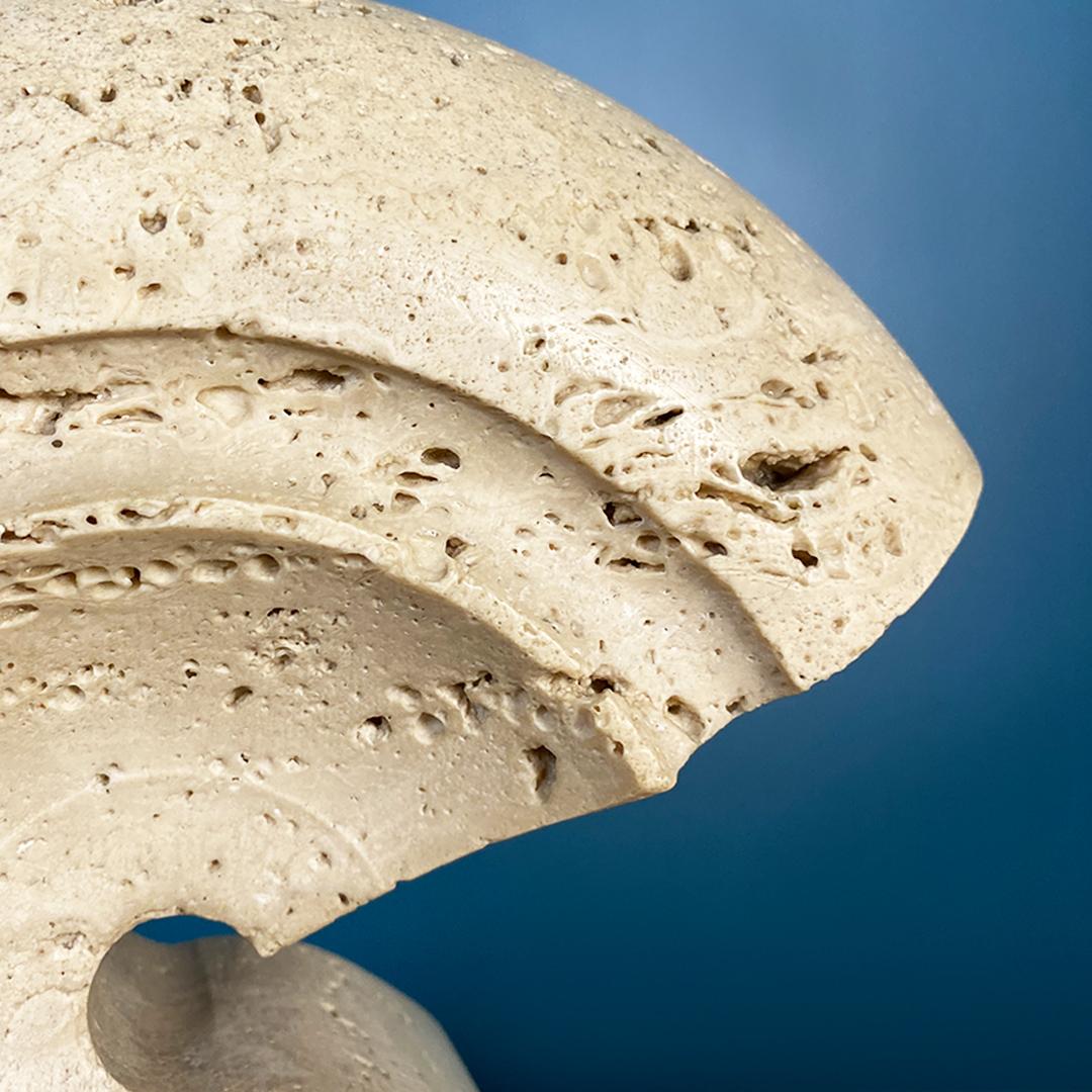 Italian Modern Shell-Shaped Travertine Nucleo Table Lamp by Salocchi, 1970s For Sale 6
