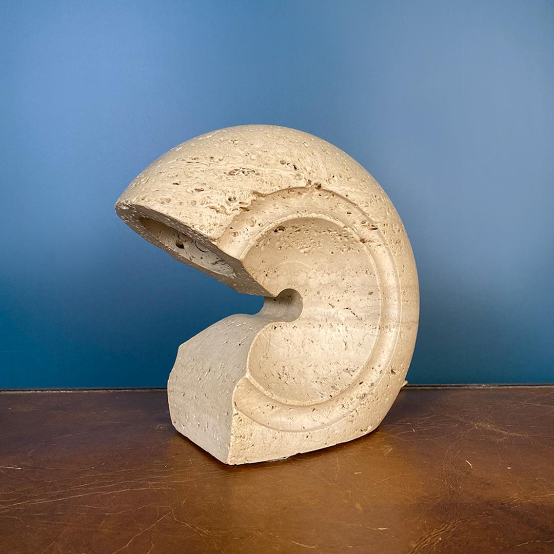 Italian Modern Shell-Shaped Travertine Nucleo Table Lamp by Salocchi, 1970s For Sale 1