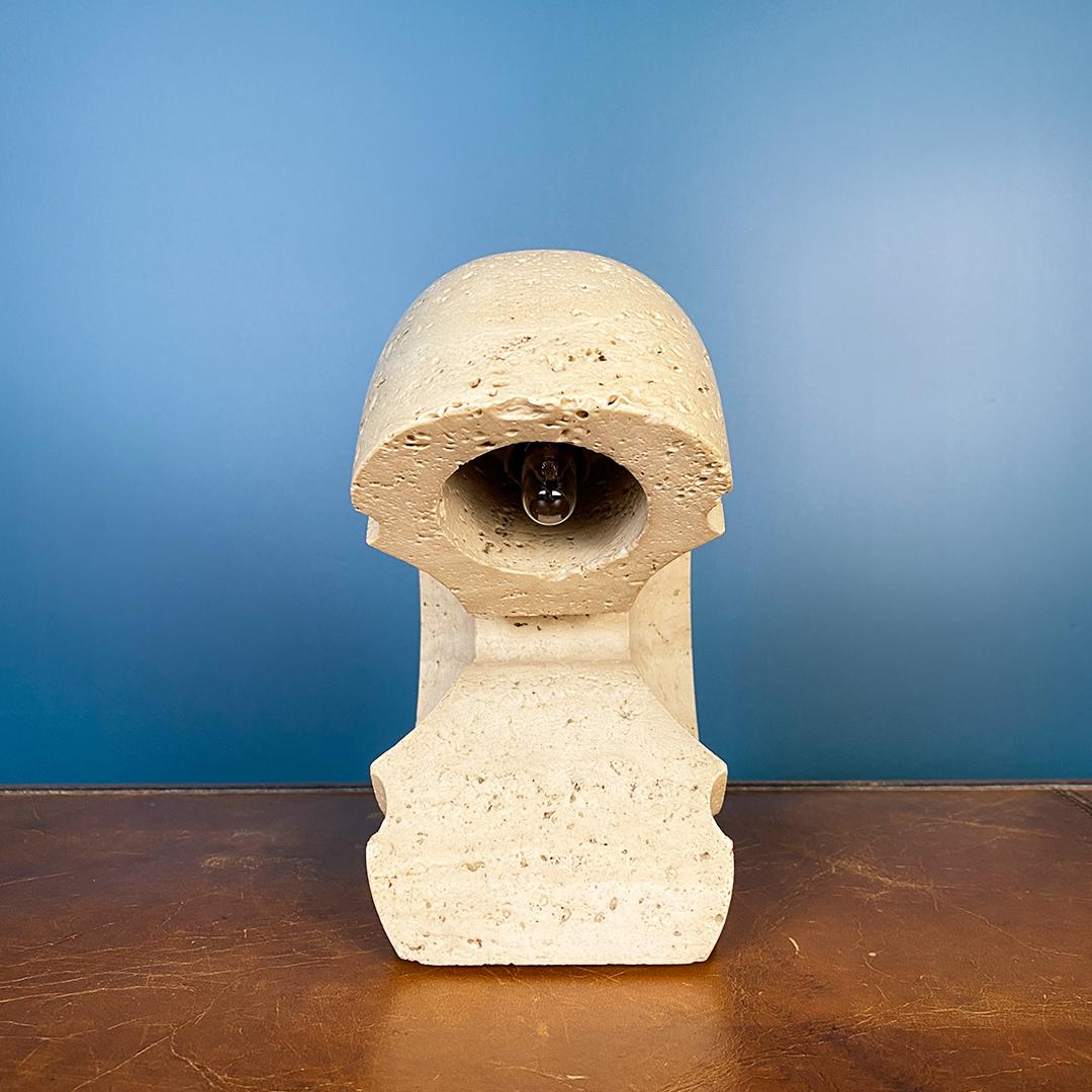 Italian Modern Shell-Shaped Travertine Nucleo Table Lamp by Salocchi, 1970s For Sale 2