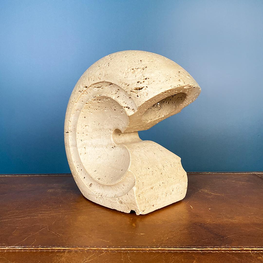 Italian Modern Shell-Shaped Travertine Nucleo Table Lamp by Salocchi, 1970s For Sale 3