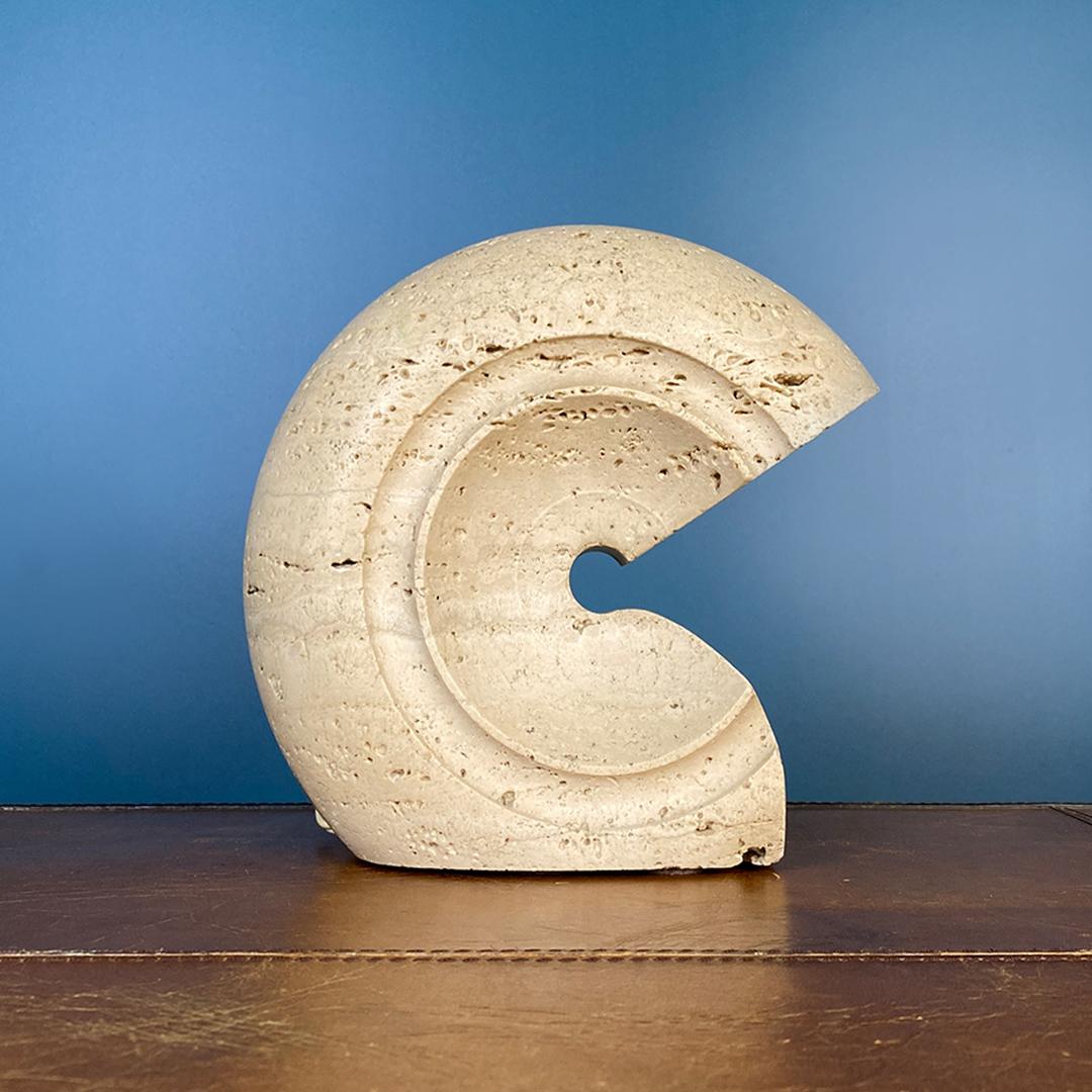 Italian Modern Shell-Shaped Travertine Nucleo Table Lamp by Salocchi, 1970s For Sale 4