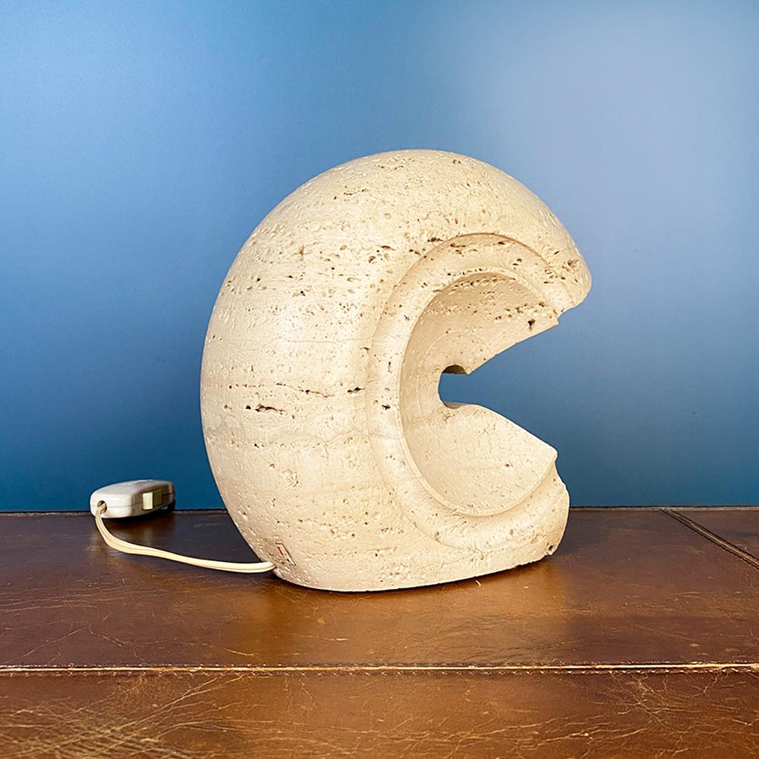 Italian Modern Shell-Shaped Travertine Nucleo Table Lamp by Salocchi, 1970s For Sale 5