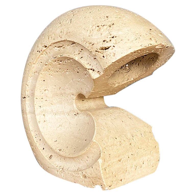 Italian Modern Shell-Shaped Travertine Nucleo Table Lamp by Salocchi, 1970s