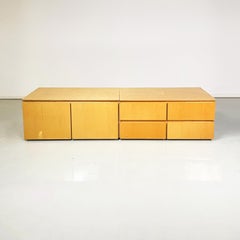 Italian Modern Sideboard by Saporiti in Light Briar with Smoked Glass, 1970s
