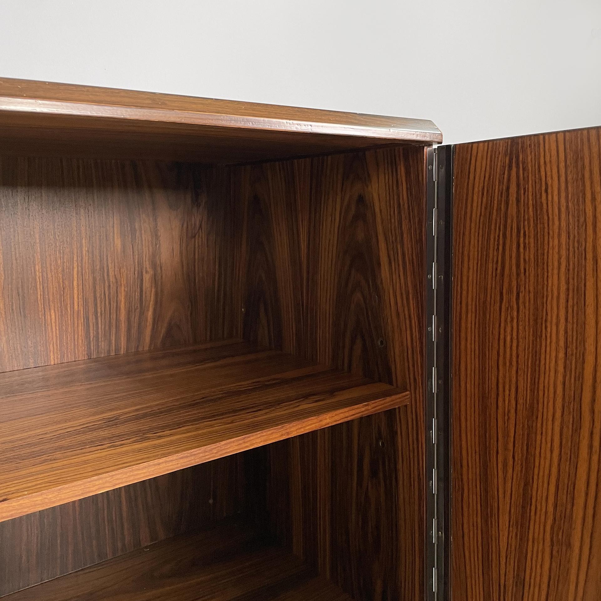Italian modern sideboard in wood with hinged doors, shelves and drawers, 1970s For Sale 4