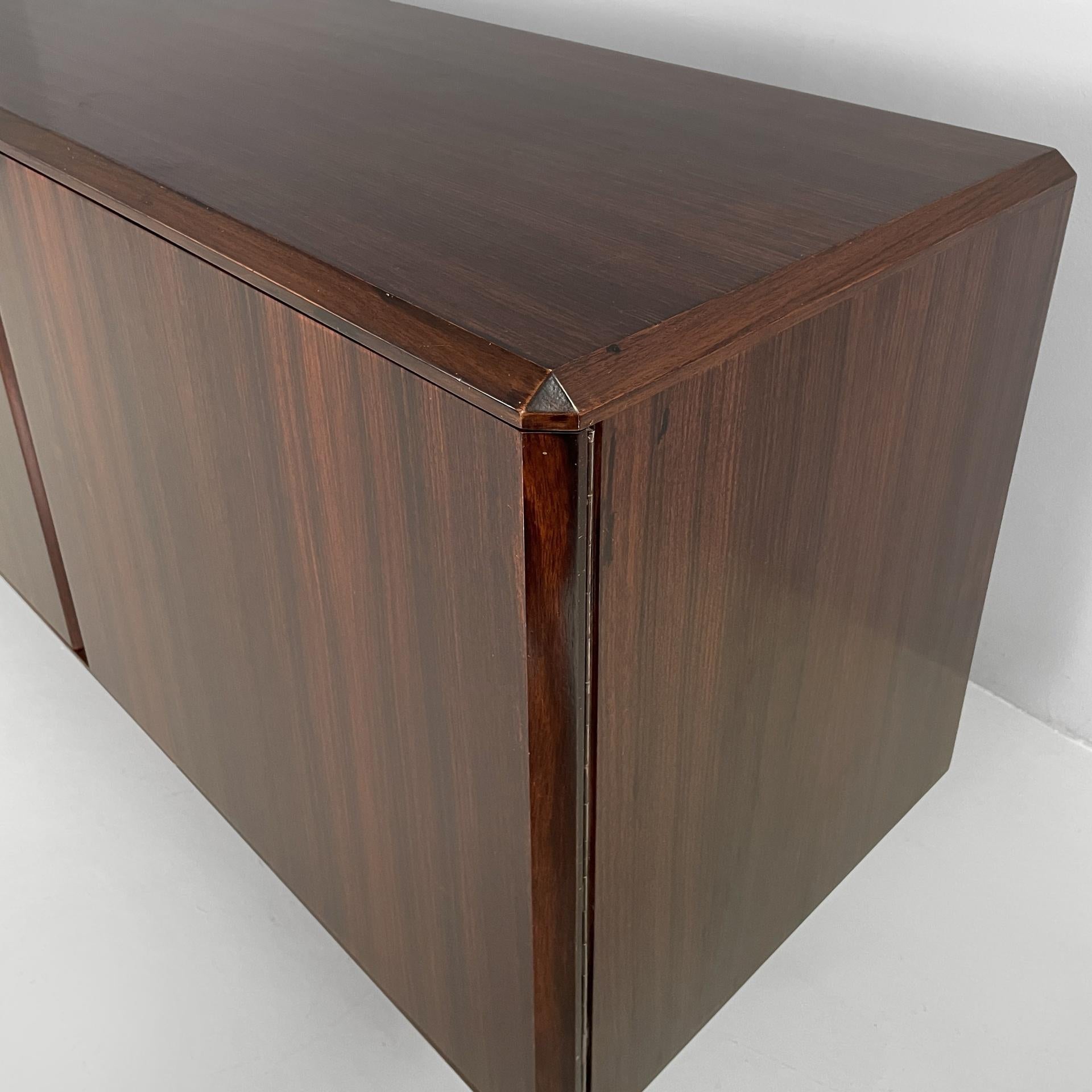 Italian modern sideboard in wood with hinged doors, shelves and drawers, 1970s For Sale 6