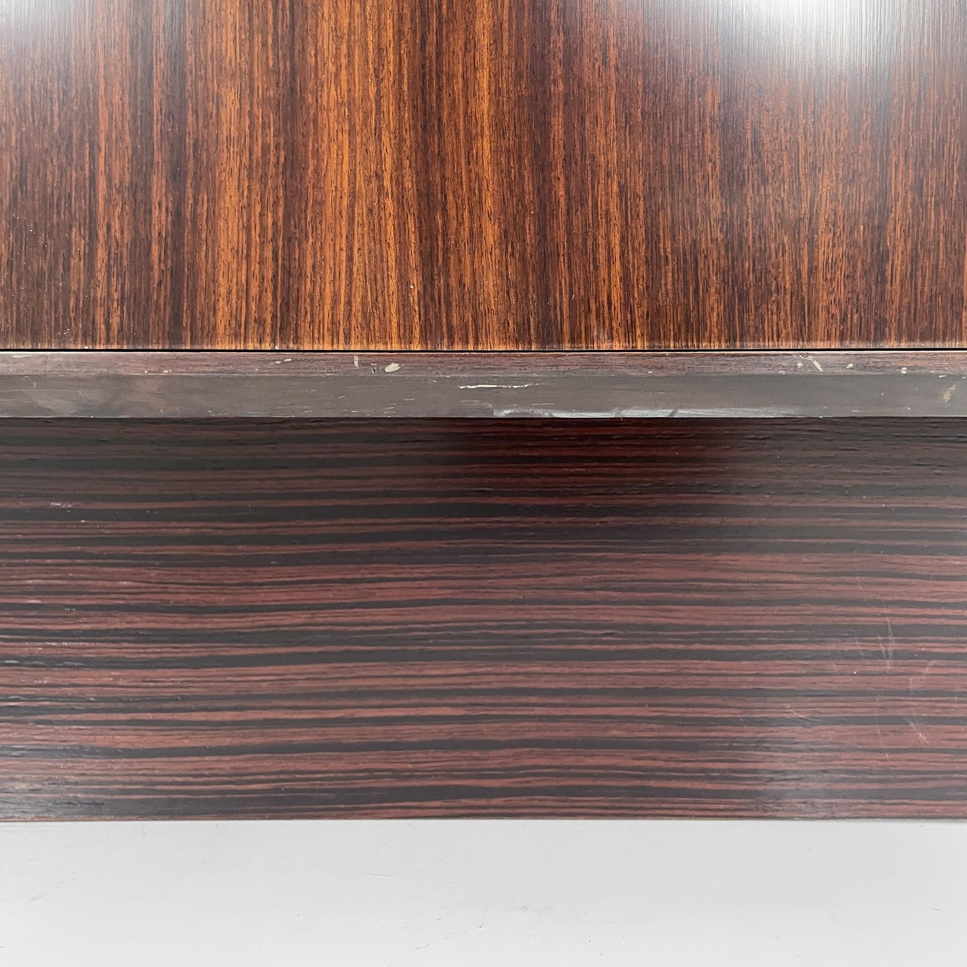 Italian modern sideboard in wood with hinged doors, shelves and drawers, 1970s For Sale 13