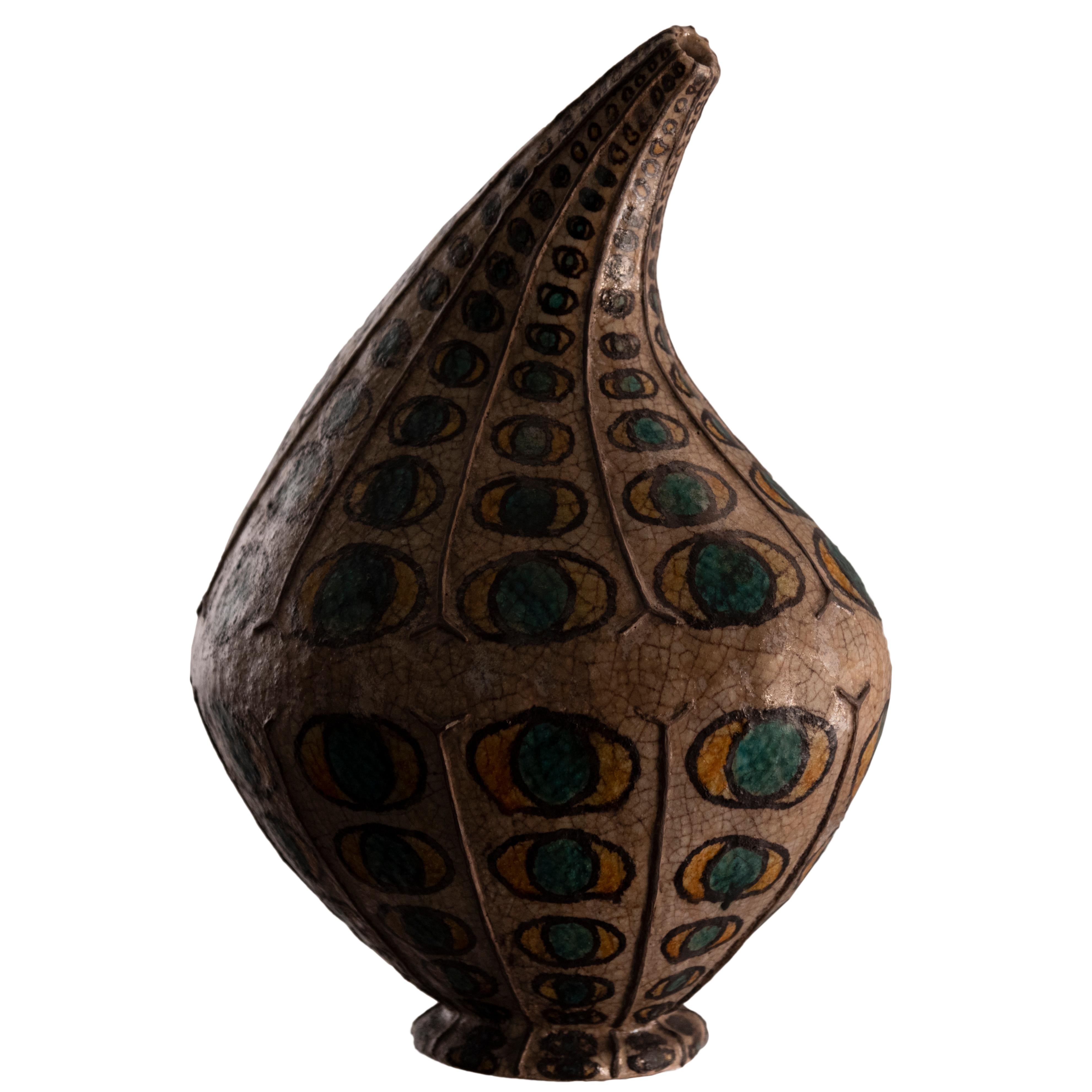 Italienische moderne, signierte und archivierte Archaik-Vase von Carlo Zauli im Angebot 1