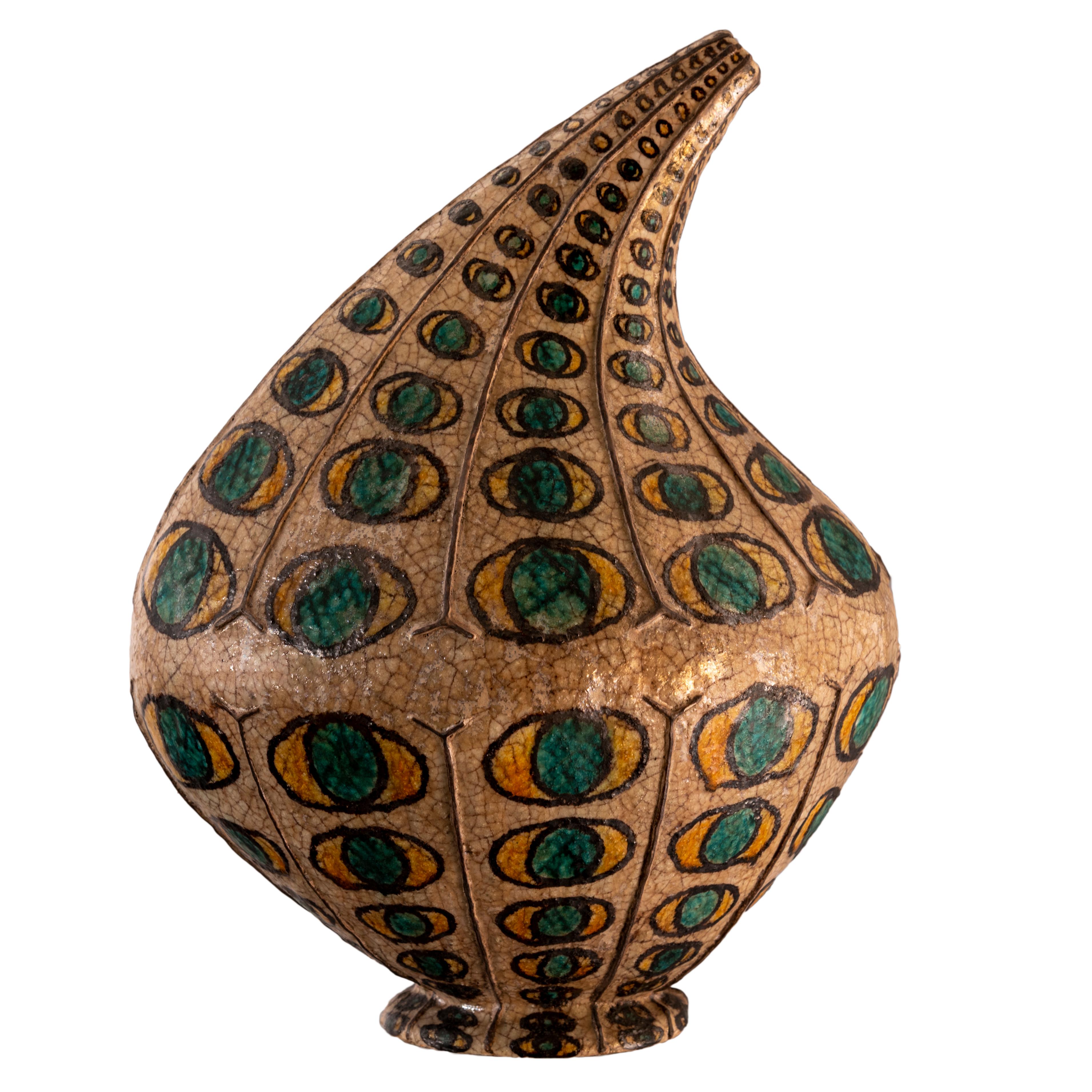 Italienische moderne, signierte und archivierte Archaik-Vase von Carlo Zauli im Angebot 2