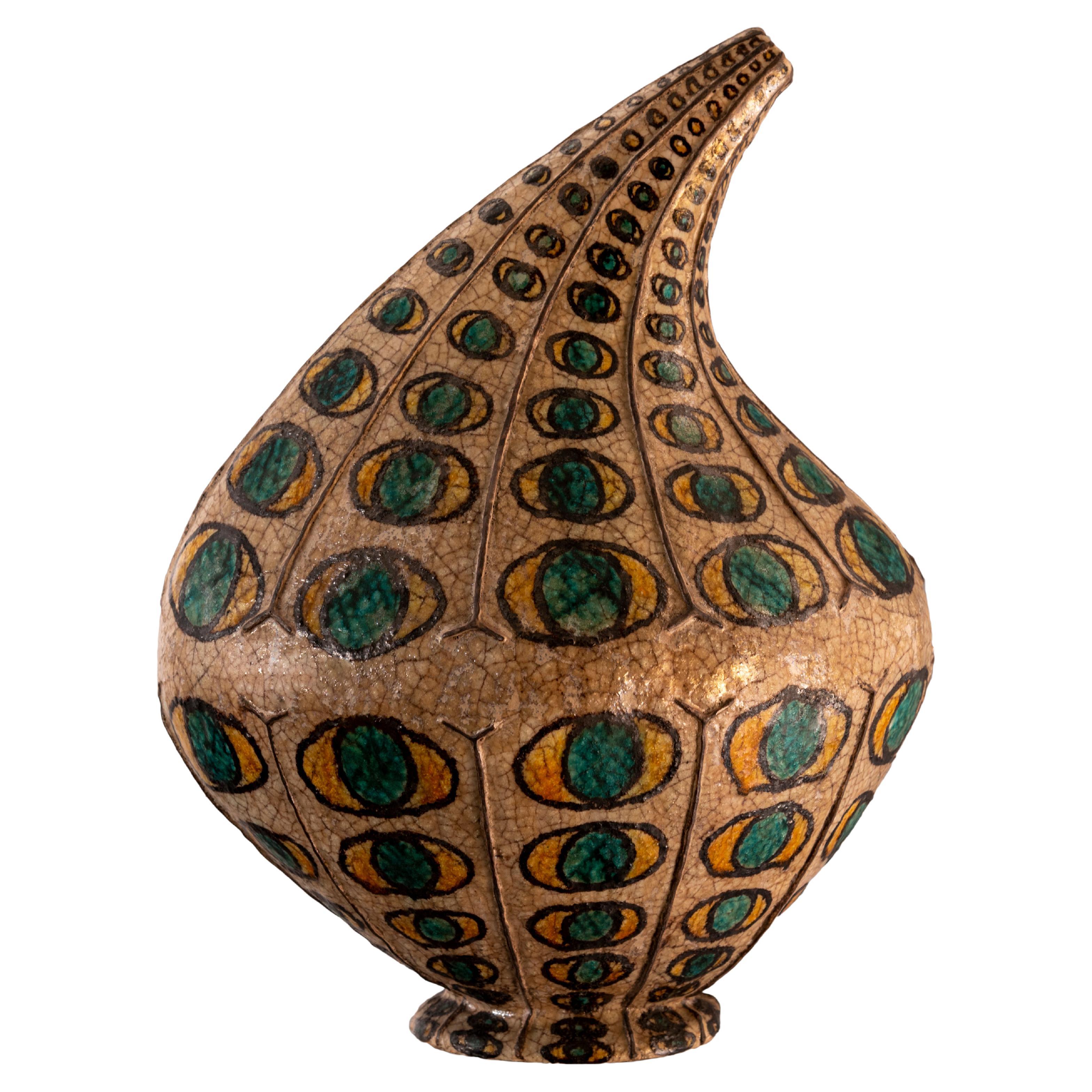Italienische moderne, signierte und archivierte Archaik-Vase von Carlo Zauli