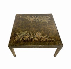 Italian Modern Silver Gilt and Eglomise' Glass Coffee Table, Max Ingrand