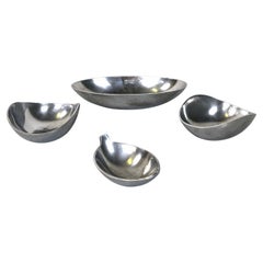 Italian modern silver aluminum serving bowls set by La Rinascente, 1990s