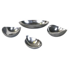 Italienisches modernes silbernes Metallschalen-Set von La Rinascente, 1990er Jahre