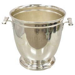 Italian Modern Silver Plated Twin Bar Handle Champagne Chiller Wine Ice Bucket