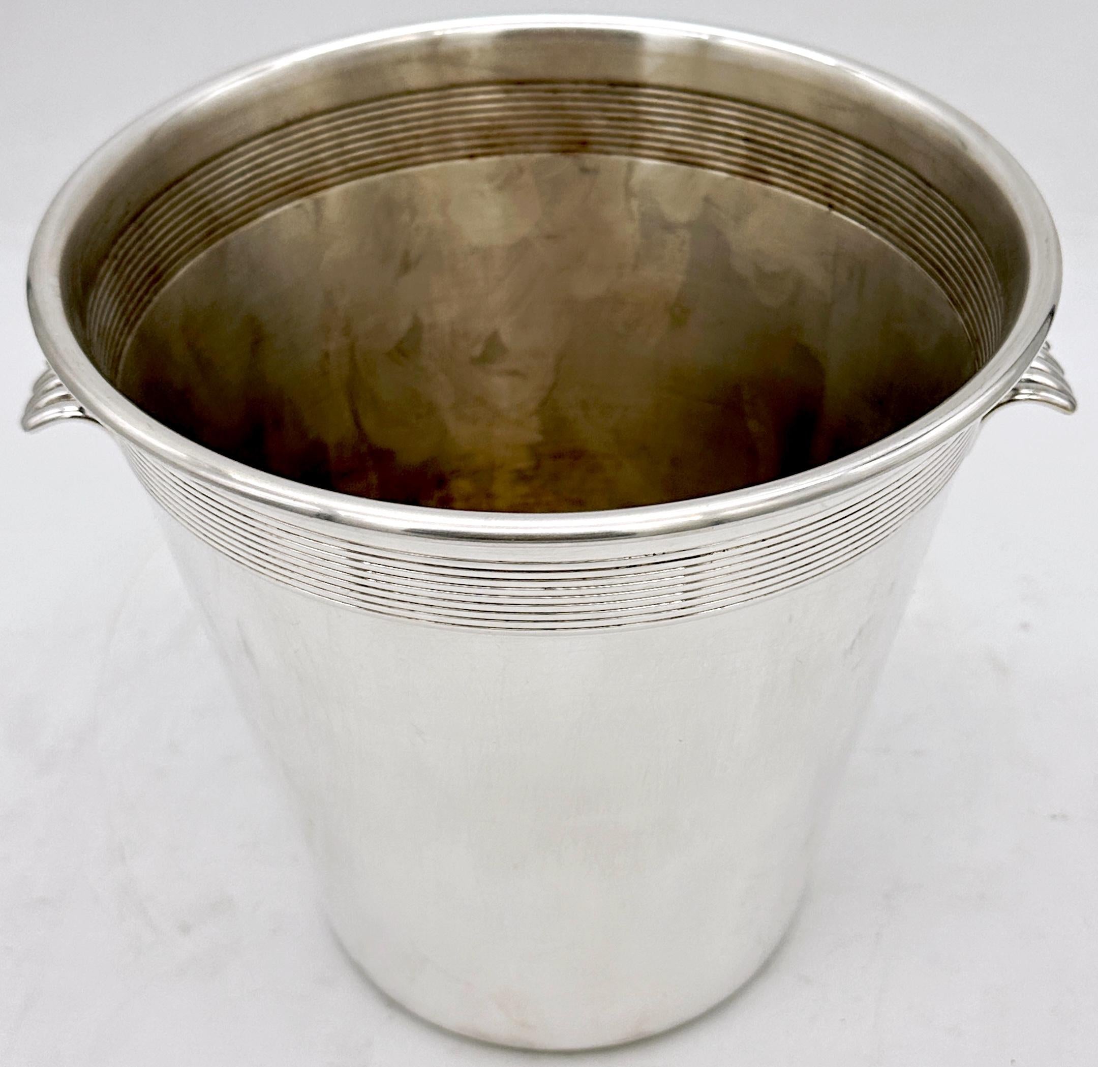 Moderna Cubitera de Vino/Champán Italiana de Doble Asa Plateada Moderno en venta