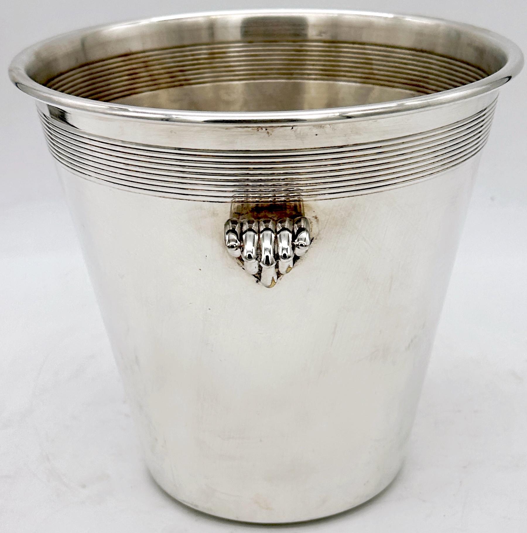 Moderna Cubitera de Vino/Champán Italiana de Doble Asa Plateada Italiano en venta