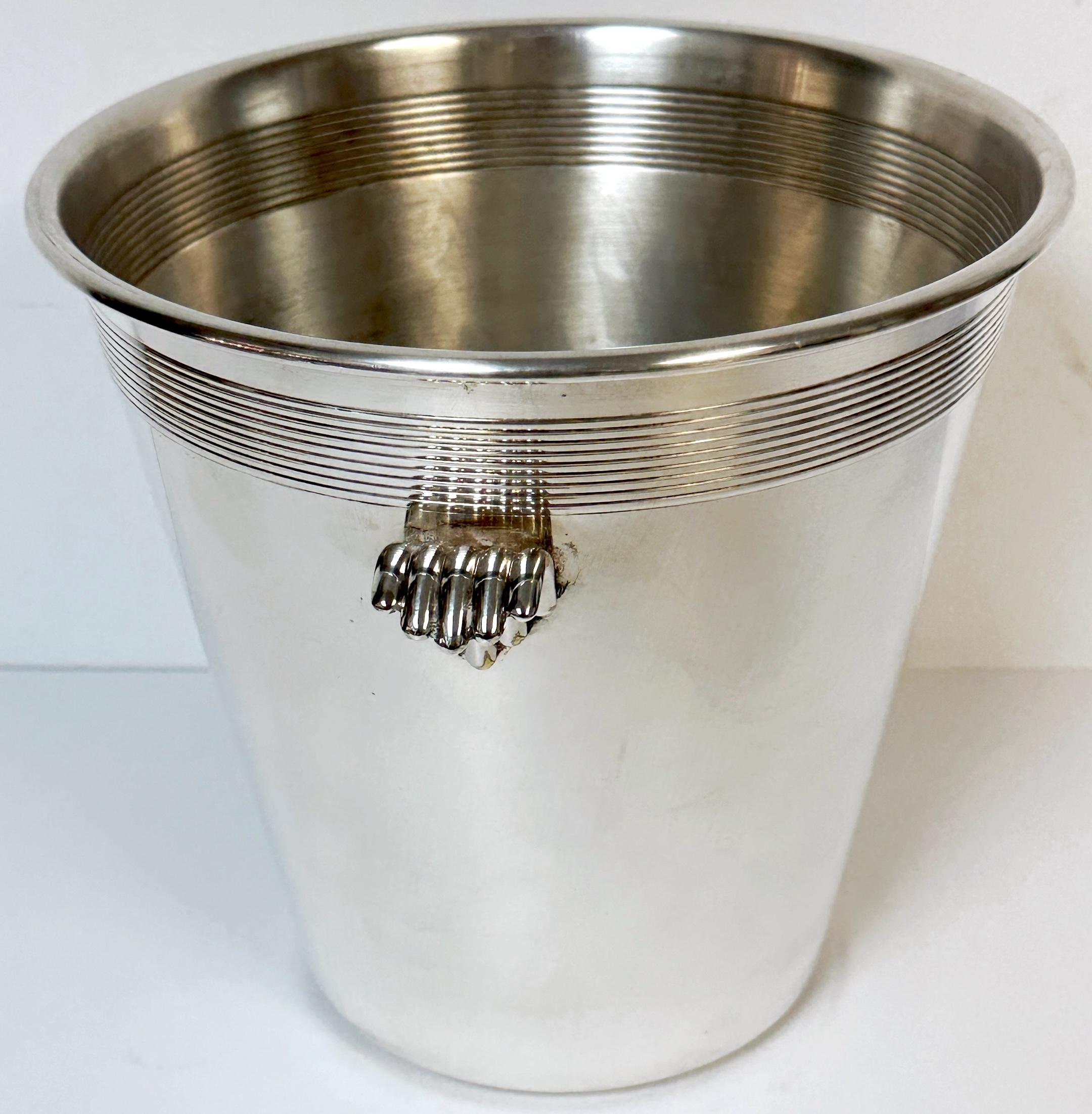 Moderna Cubitera de Vino/Champán Italiana de Doble Asa Plateada siglo XX en venta