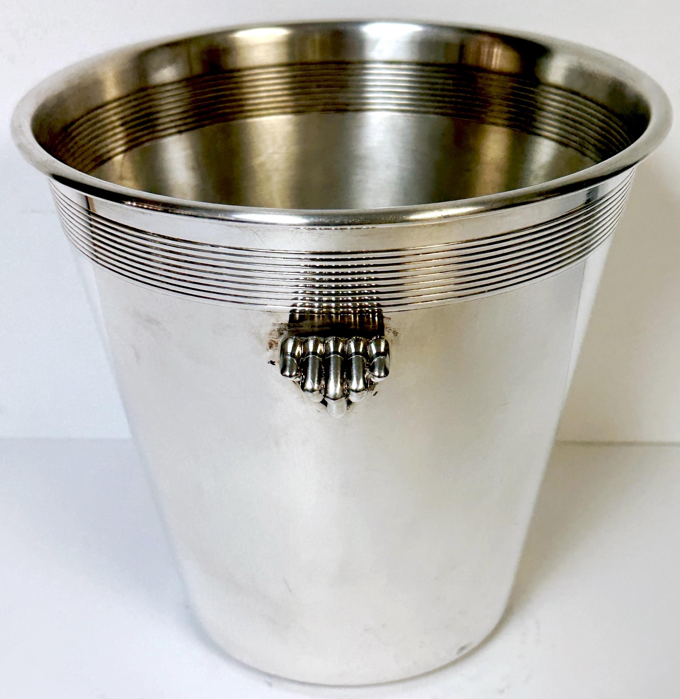 Moderna Cubitera de Vino/Champán Italiana de Doble Asa Plateada Chapado en plata en venta