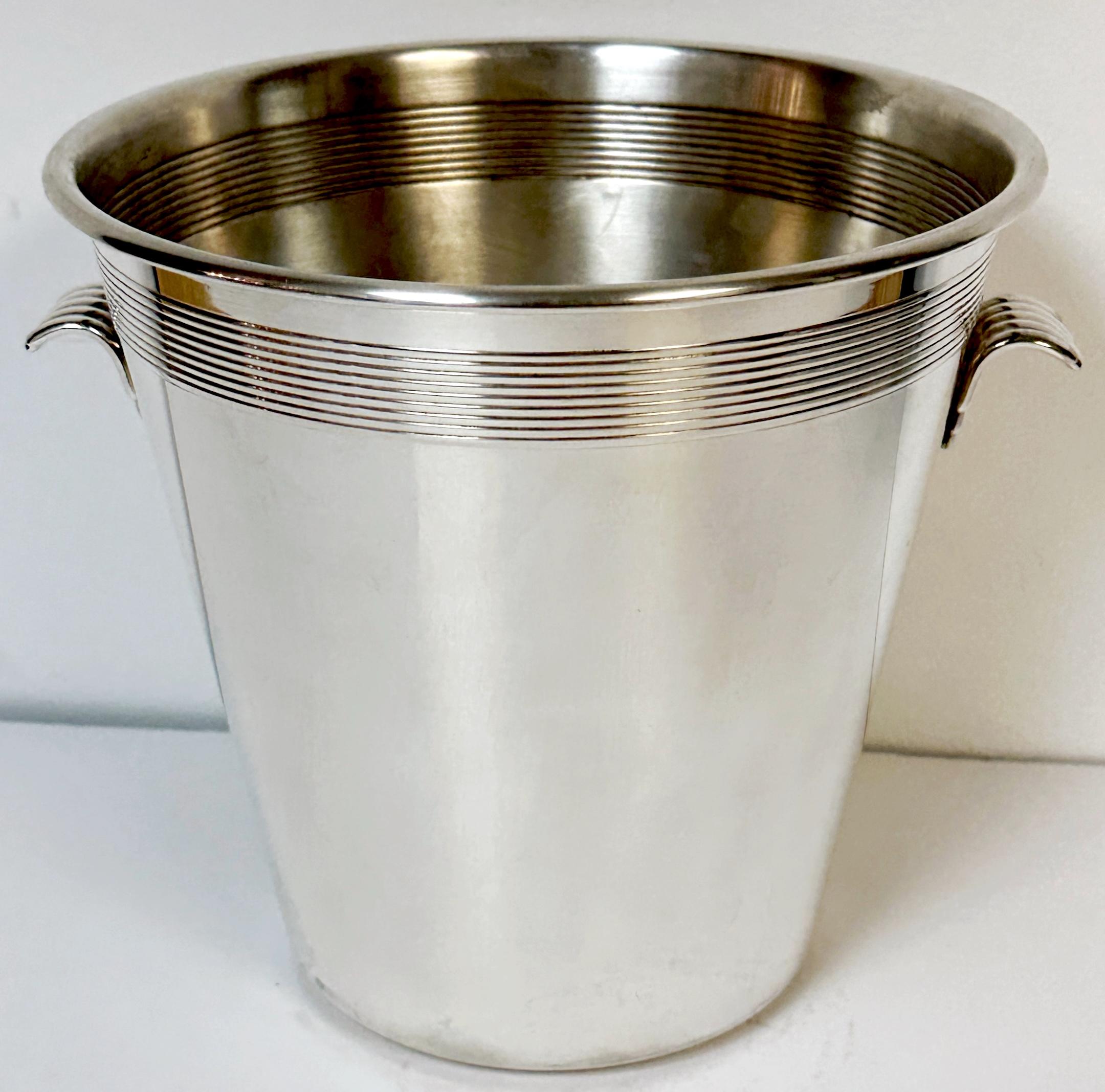 Moderna Cubitera de Vino/Champán Italiana de Doble Asa Plateada en venta 1