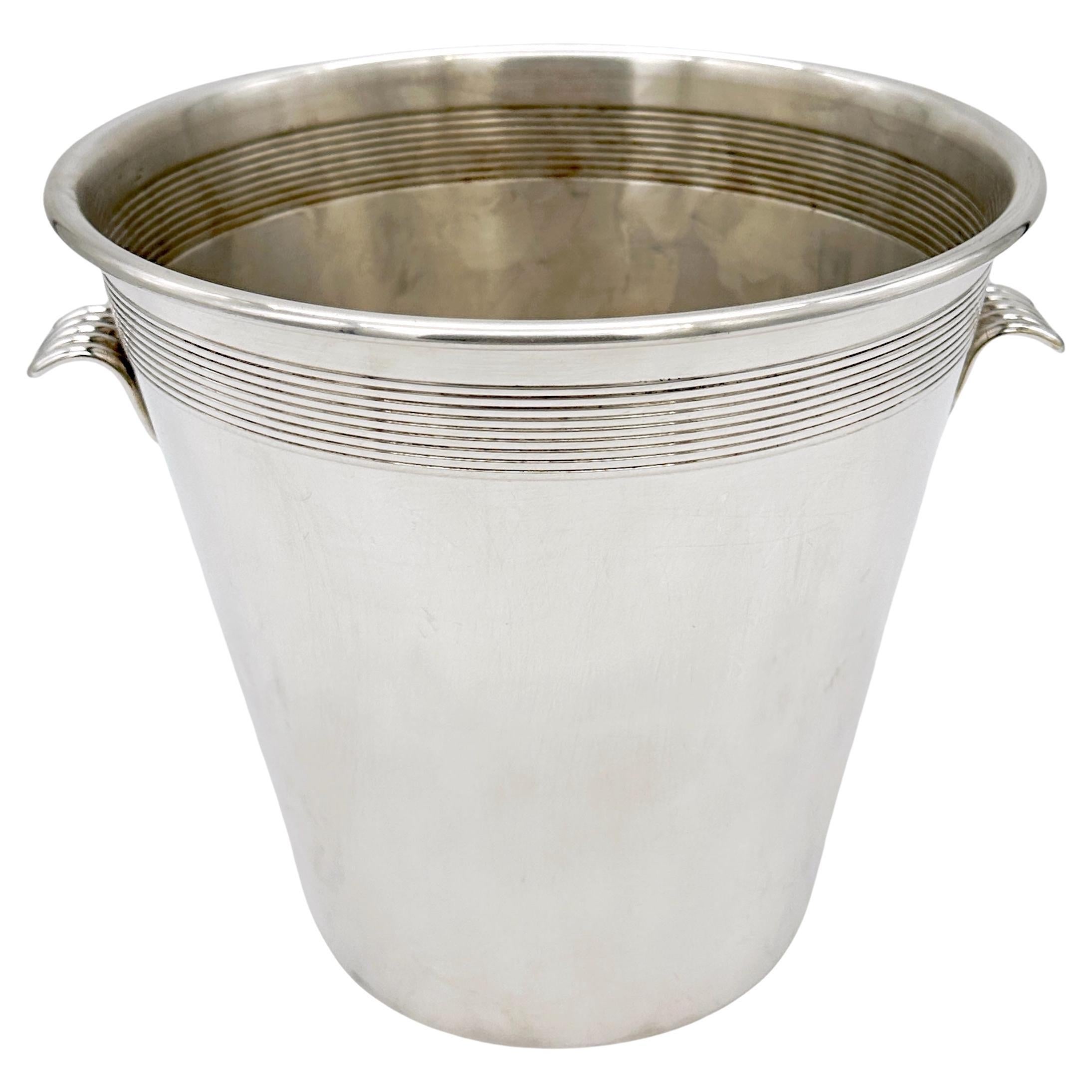 Moderna Cubitera de Vino/Champán Italiana de Doble Asa Plateada en venta