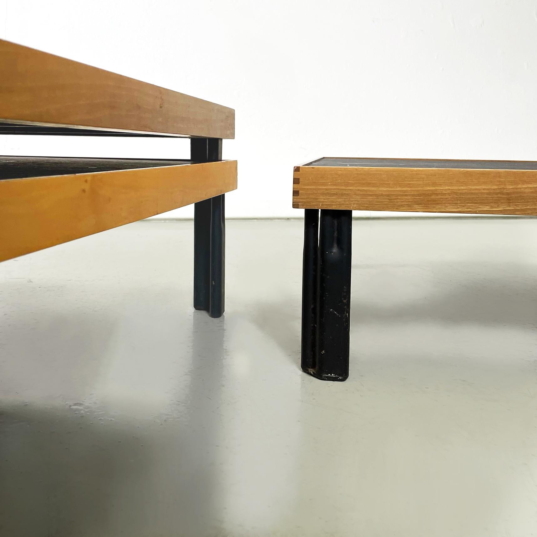 Italian modern Slate wood metal Coffee tables by De Martini for Cassina, 1980s For Sale 4