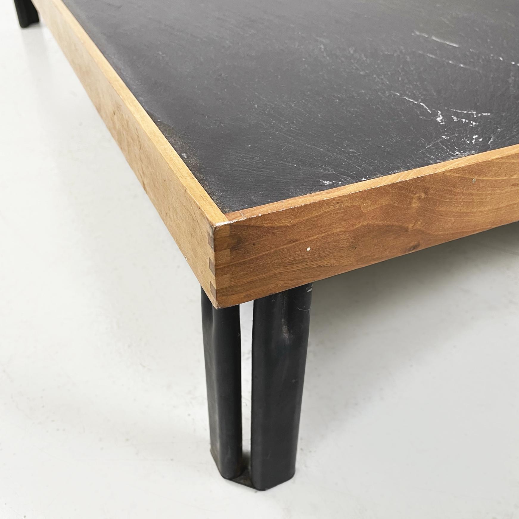 Italian modern Slate wood metal Coffee tables by De Martini for Cassina, 1980s For Sale 9
