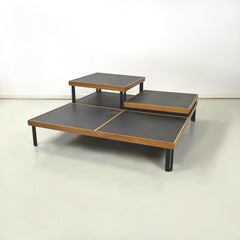 Italian modern Slate wood metal Coffee tables by De Martini for Cassina, 1980s