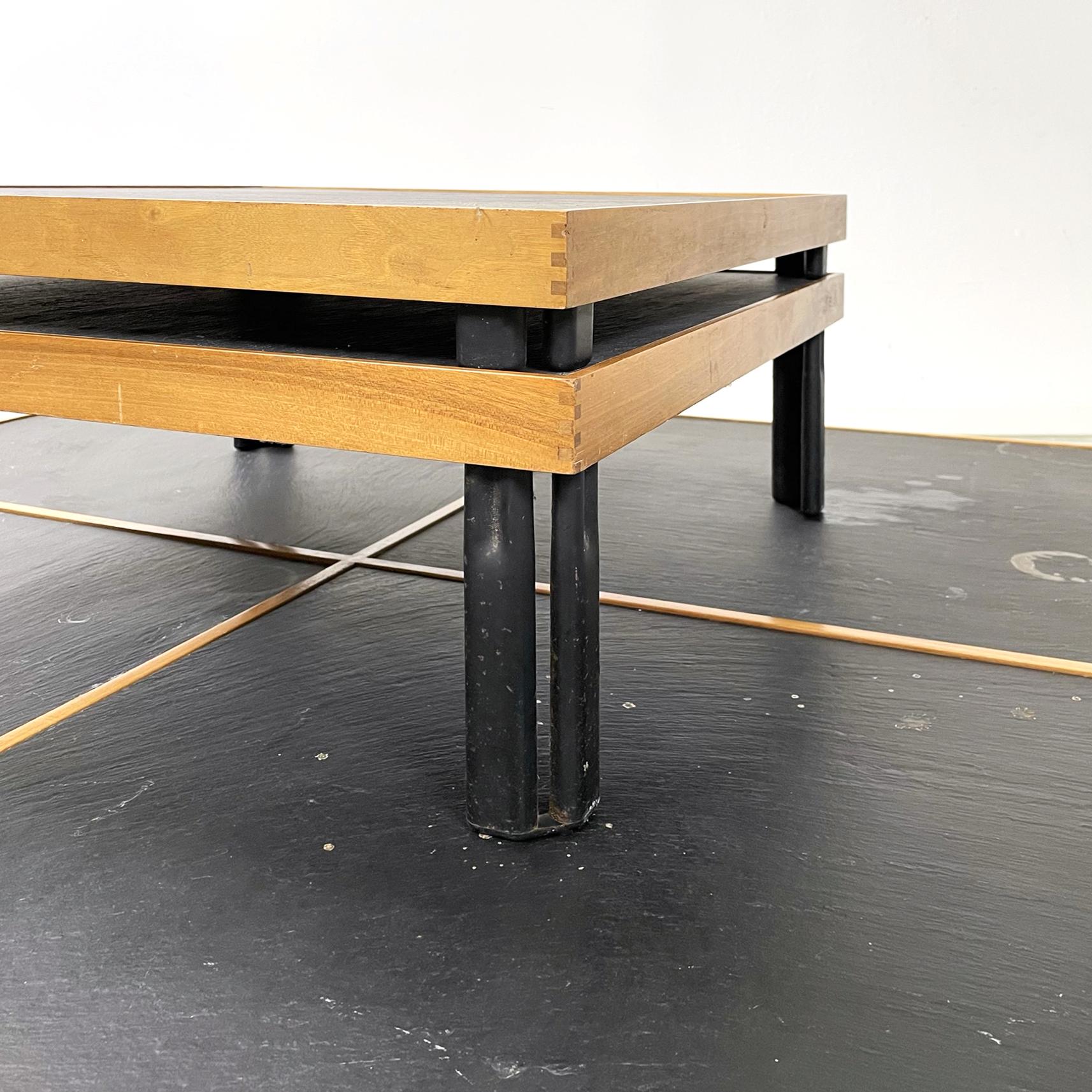 Italian modern Slate wood metal Coffee tables by De Martini for Cassina, 1980s For Sale 2