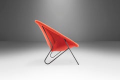 Italian Modern Sling Sofa with Iron Frame and Original Red Upholstery, c. 1970s