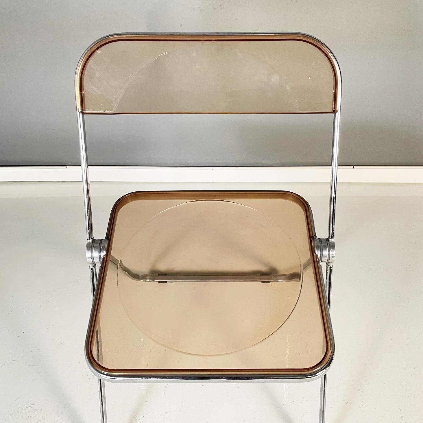 Italian Modern Smoked ABS Folding Chairs Plia by Piretti Anonima Castelli, 1970s 1