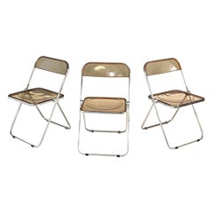 Italian Modern Smoked ABS Folding Chairs Plia by Piretti Anonima Castelli, 1970s
