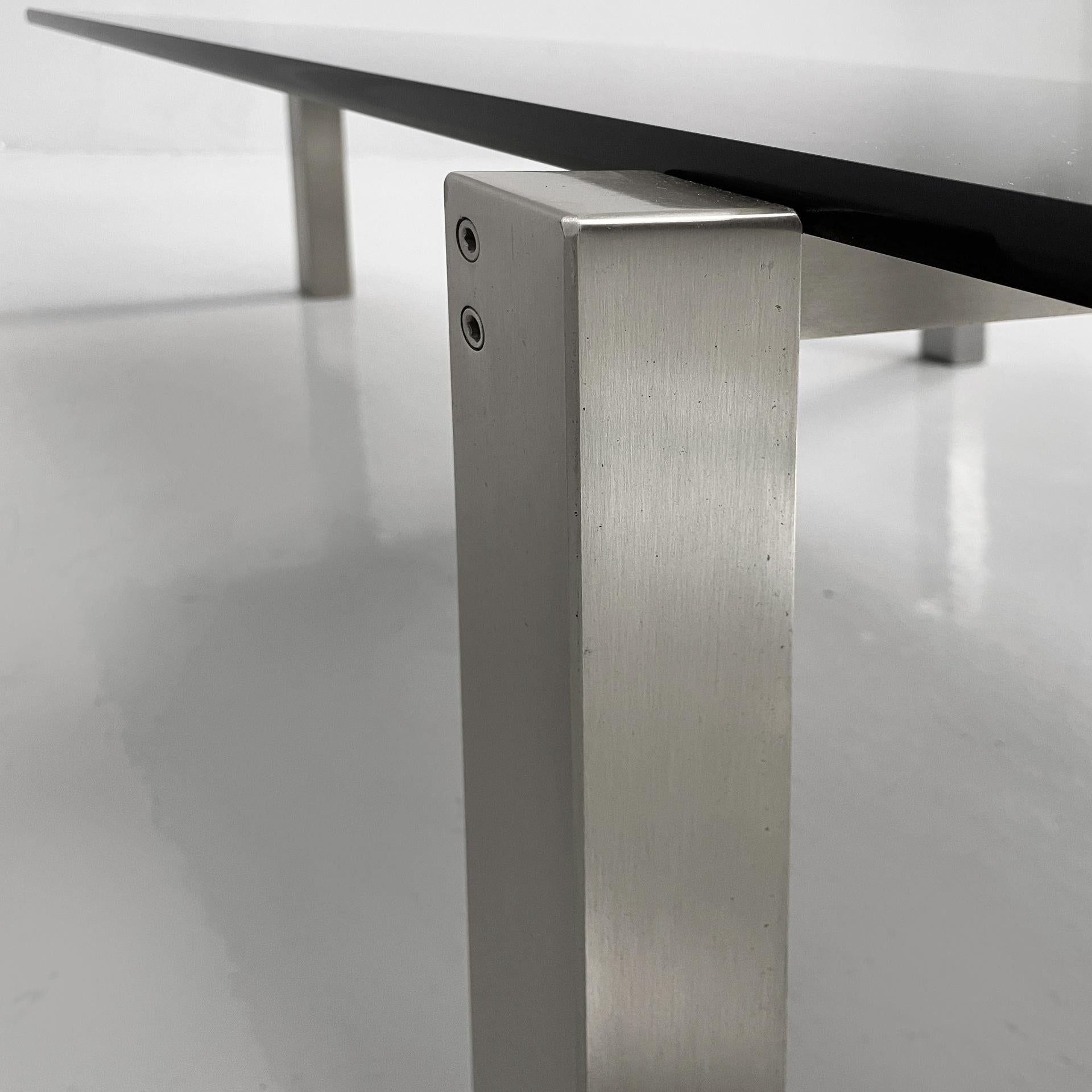 Table basse moderne italienne en verre fumé et acier par Formanova, années 1970. en vente 2