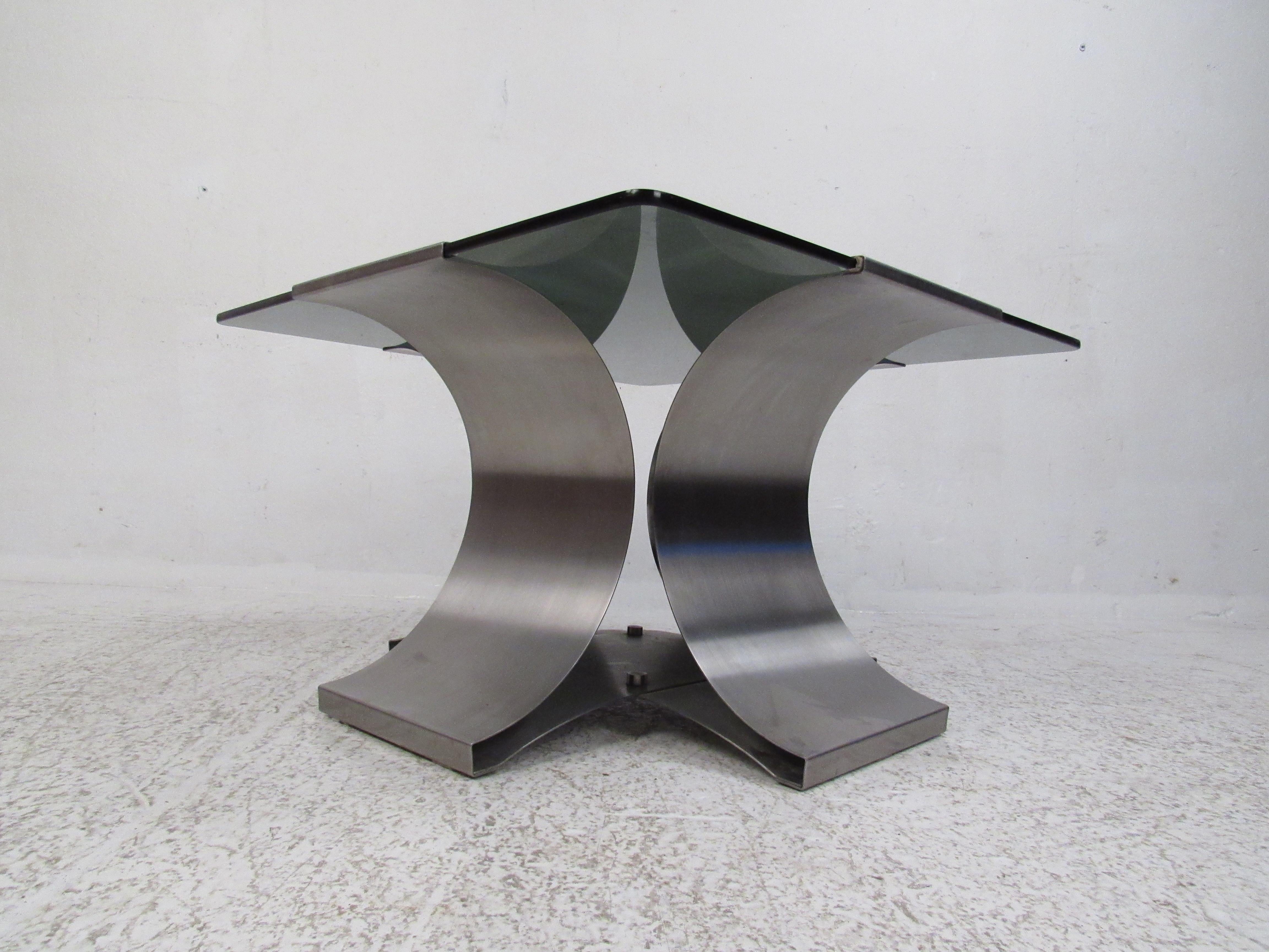 Mid-Century Modern Italian Modern Smoked Glass Side Table