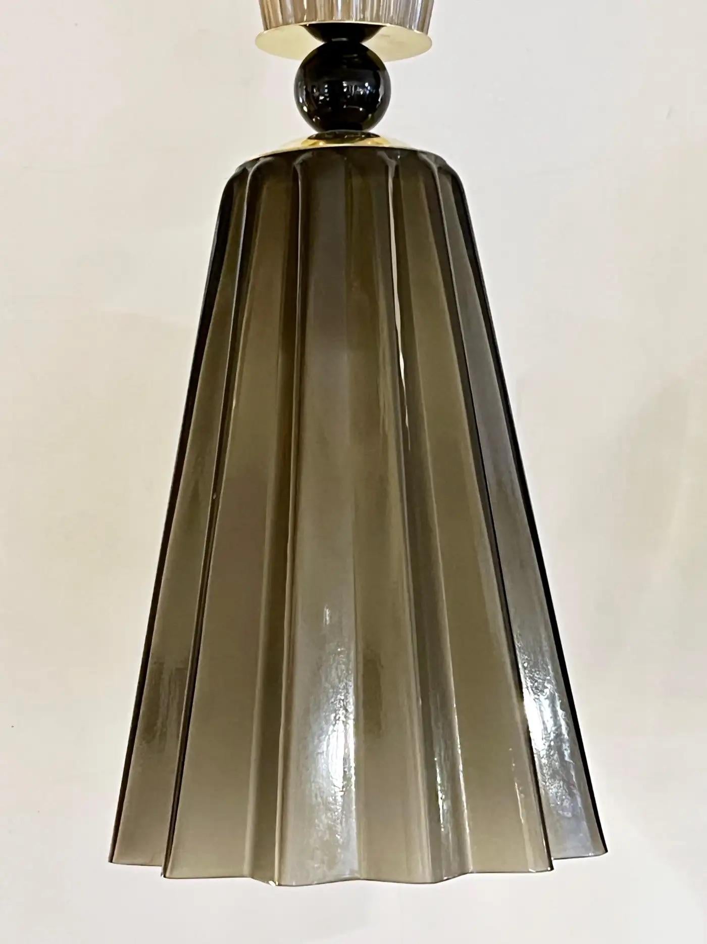 Italian Modern Smoked Gray Murano Glass Star Pendelleuchte (Italienisch)
