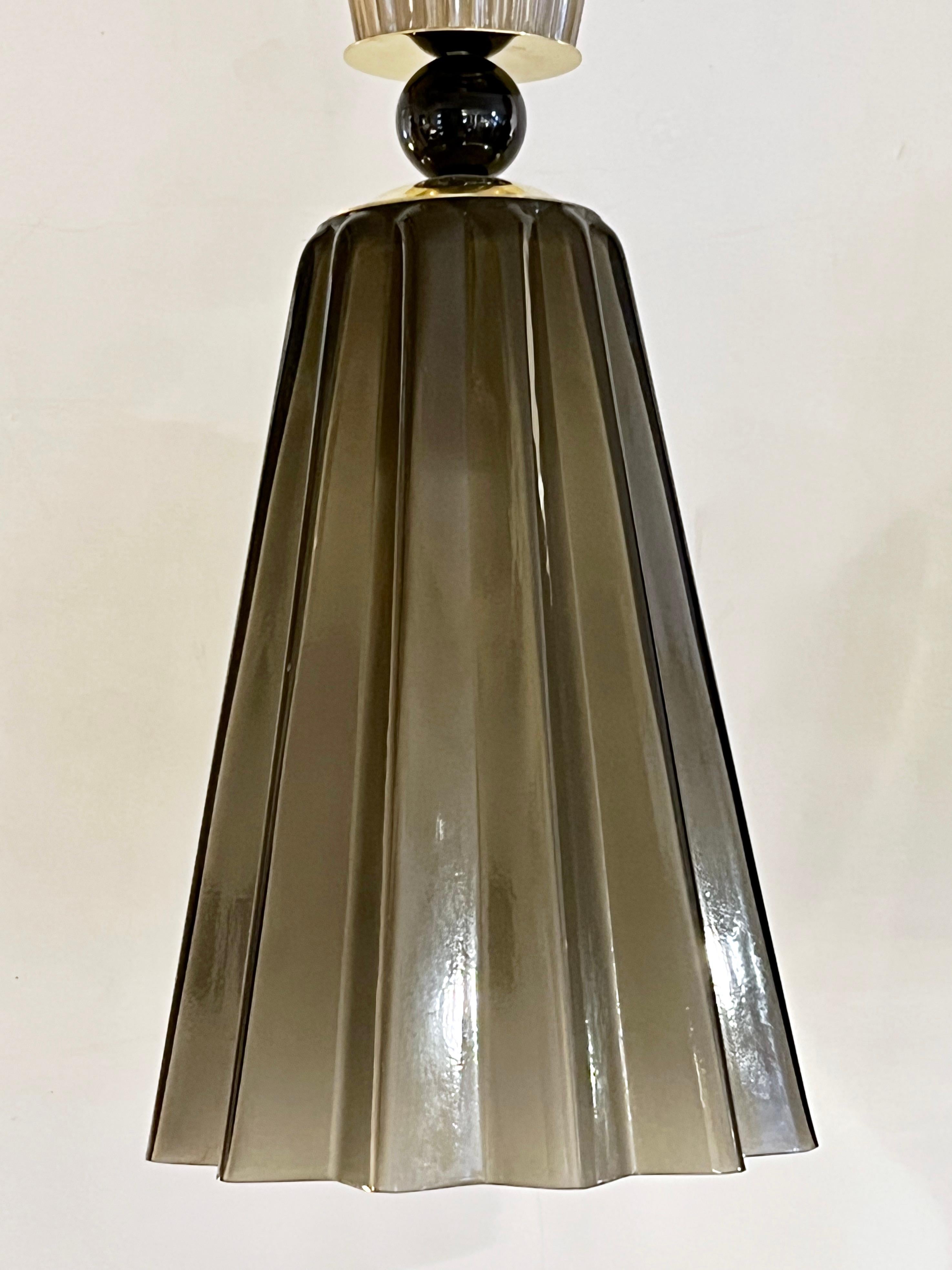 Italian Modern Smoked Gray Murano Glass Star Pendant In New Condition In New York, NY