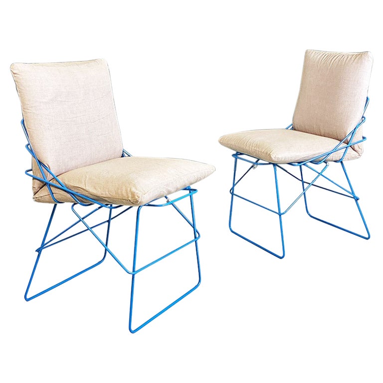 Italienische moderne Sof-Stühle aus Metall und Stoff von Enzo Mari für Driade, 1980er Jahre